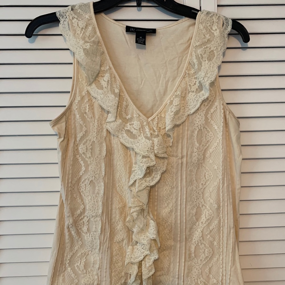 INC Lace & Cotton Top